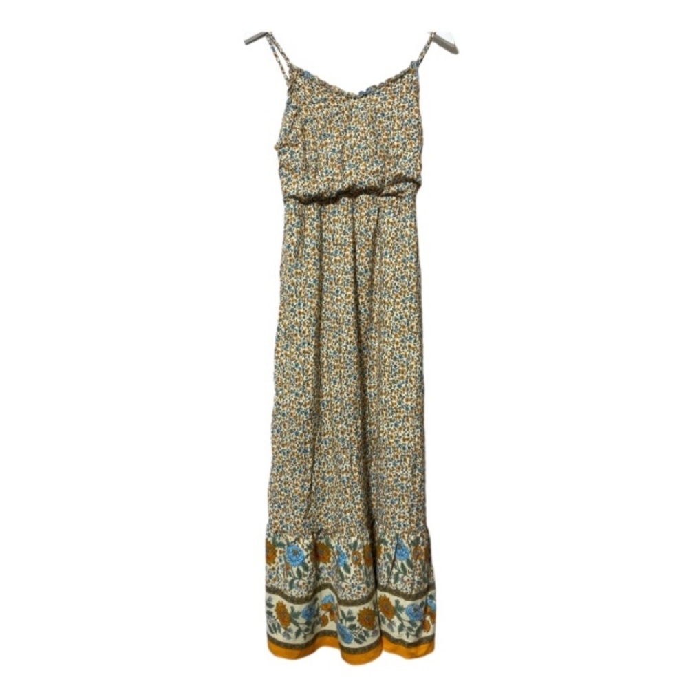 Kirundo Green and Tan Spaghetti Strap Maxi Sundress